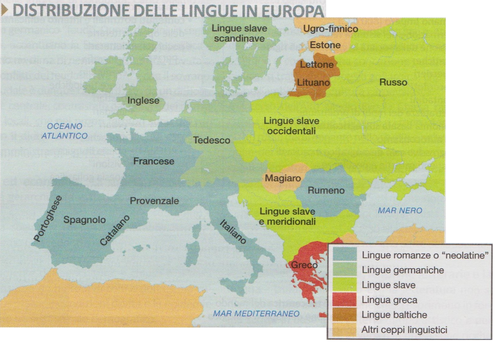 DISTRIBUZIONE DELLE LINGUE IN EUROPA